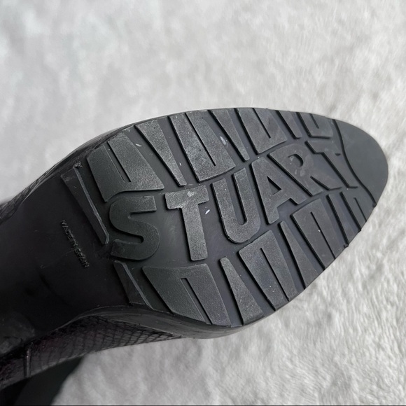 Stuart Weitzman Whoop Heel Leather Chelsea Ankle Boot Bootie Sable Viper Snake - Picture 9 of 13